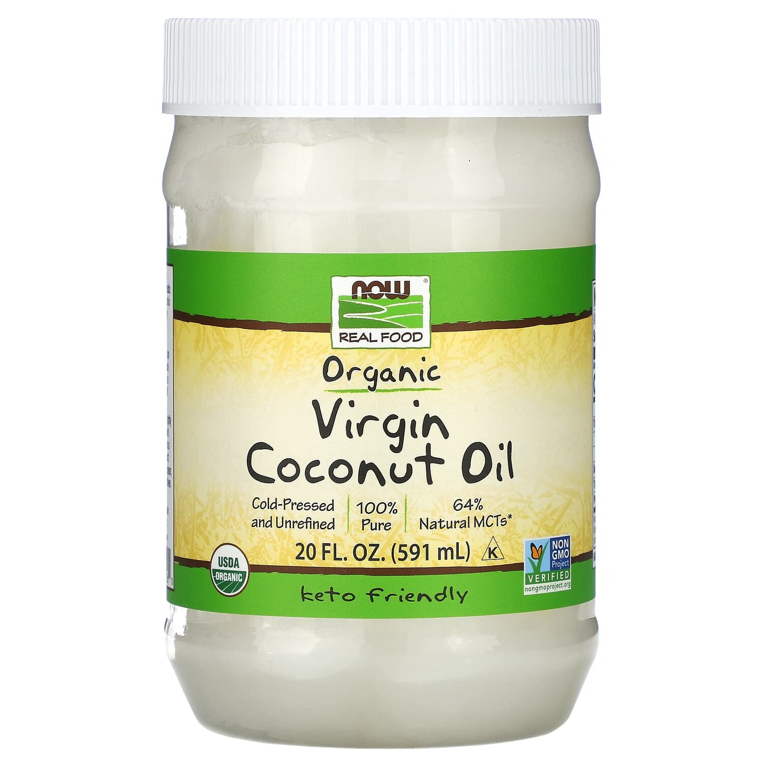 

Real Food, органическое кокосовое масло холодного отжима, 591 мл (20 жидк. унций), NOW Foods