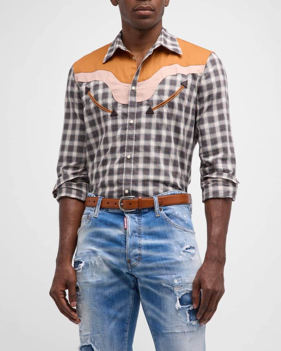 

Мужская рубашка в клетку в стиле вестерн Dsquared2