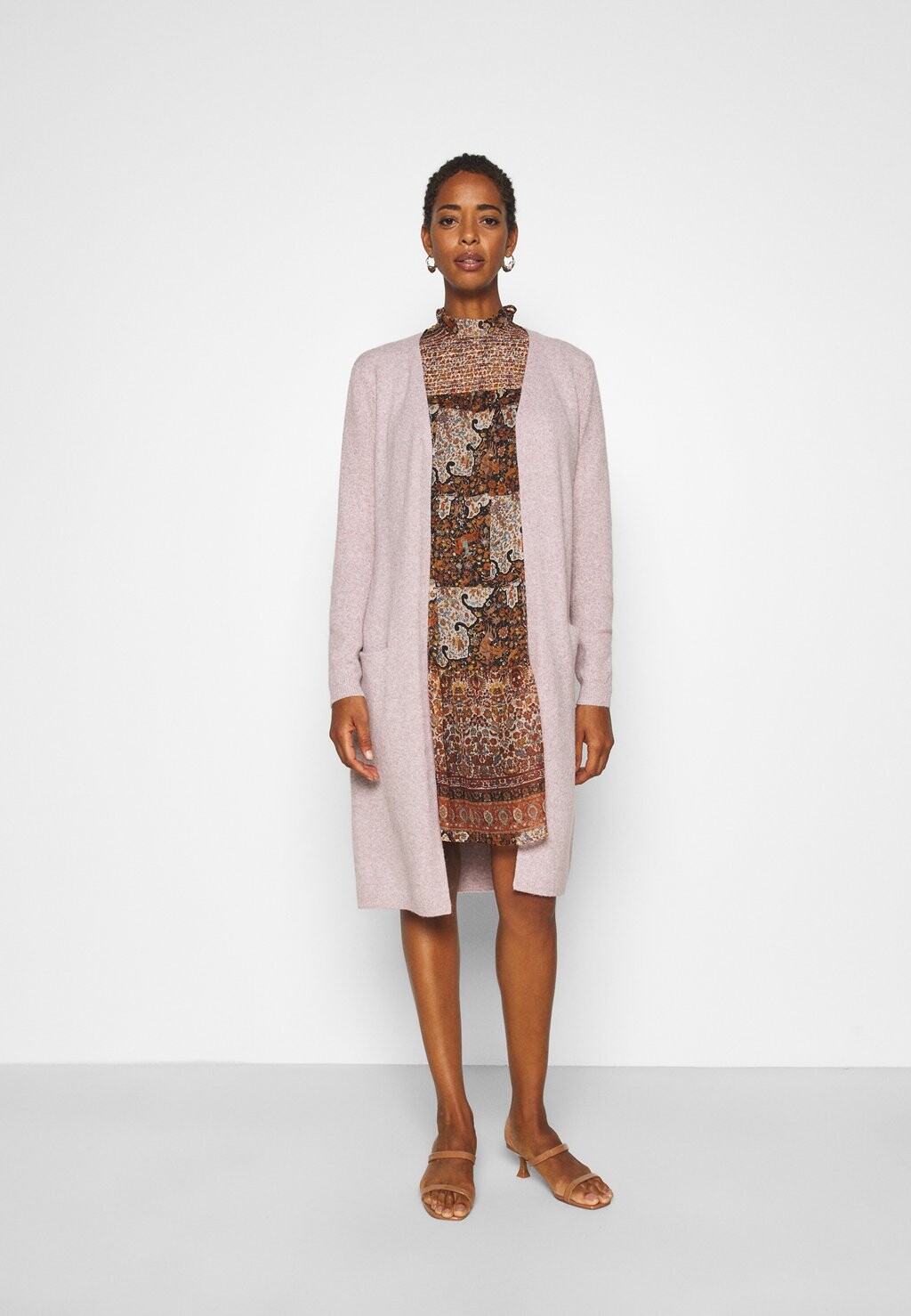 

Кардиган Vero Moda VMDOFFY LONG OPEN, цвет woodrose melange