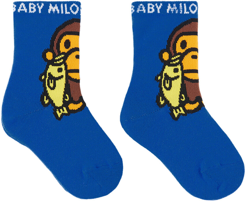 

BAPE Kids Синие носки Baby Milo Black Bass, Синий