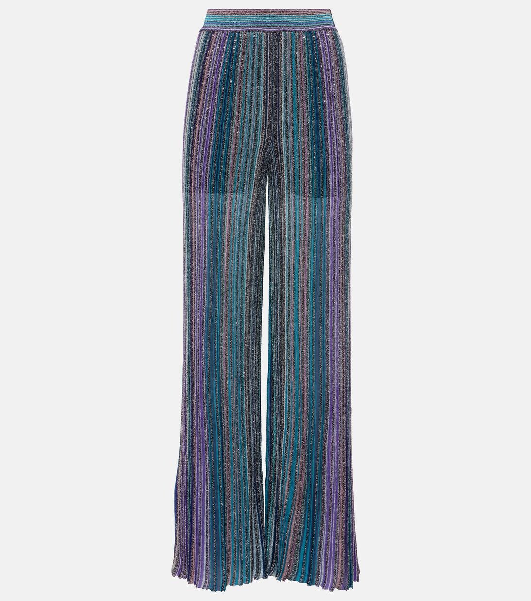 

Полосатые брюки-палаццо из ламе Missoni, цвет dark tones multicolor