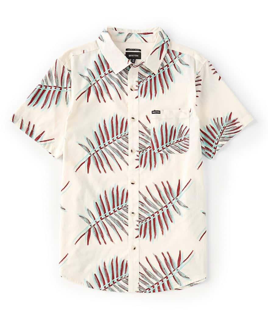 Тканая рубашка с короткими рукавами и принтом пальм Brixton Charter, мультиколор