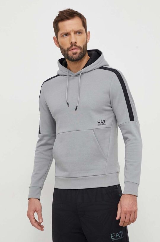 

Хлопковая толстовка EA7 Emporio Armani, серый