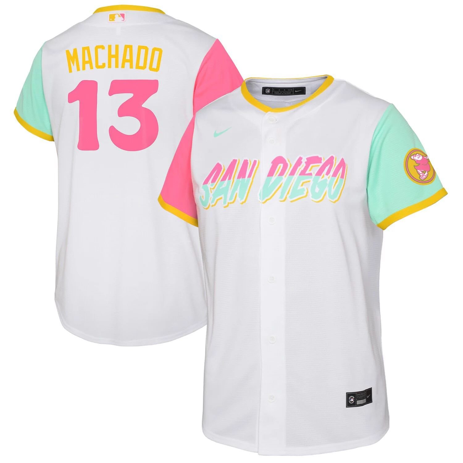 

Джерси Nike Manny Machado White San Diego Padres 2022 City Connect Replica Player для малышей Nike