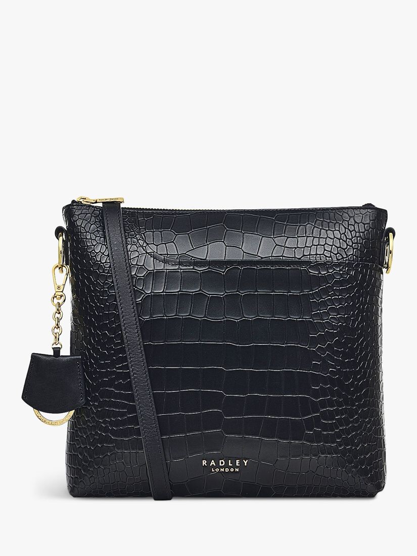 

Сумка через плечо Radley Pockets 2.0, средняя, из кожи крокодила, черная, Черный