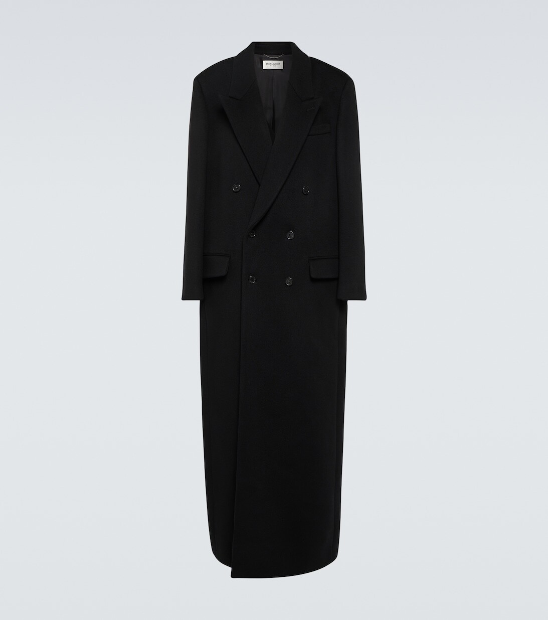 

Двубортное шерстяное пальто Saint Laurent, черный