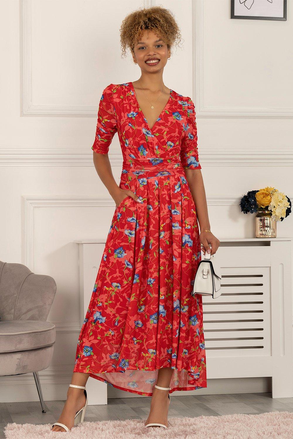 Сетчатое платье макси Gavina со сборками и рукавами Jolie Moi, красный