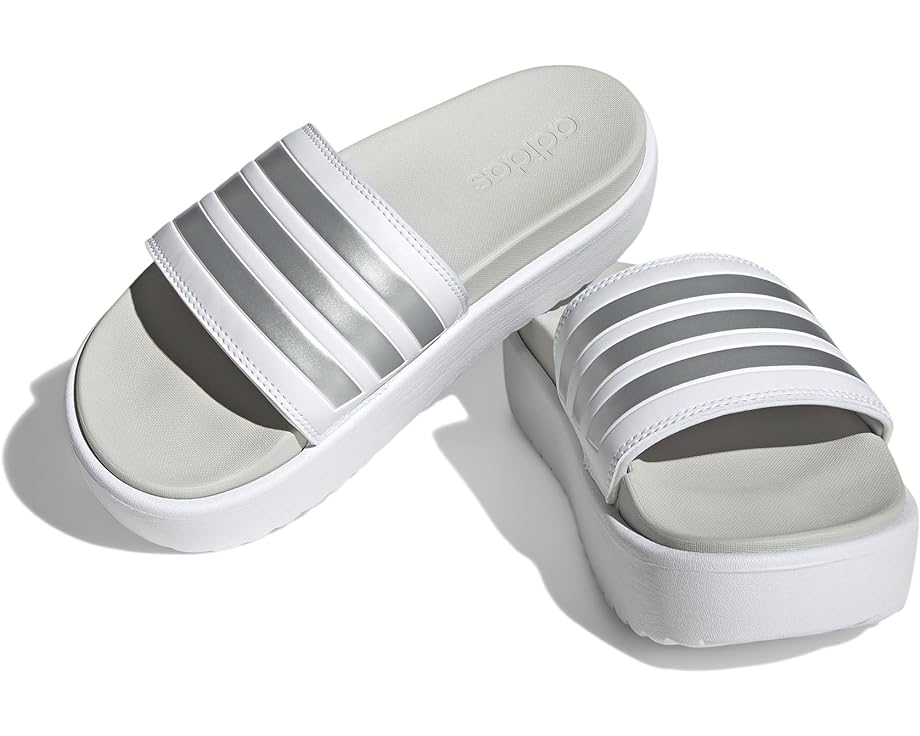 Сандалии adidas Adilette Platform Slides, цвет White/Zero Metallic/Grey