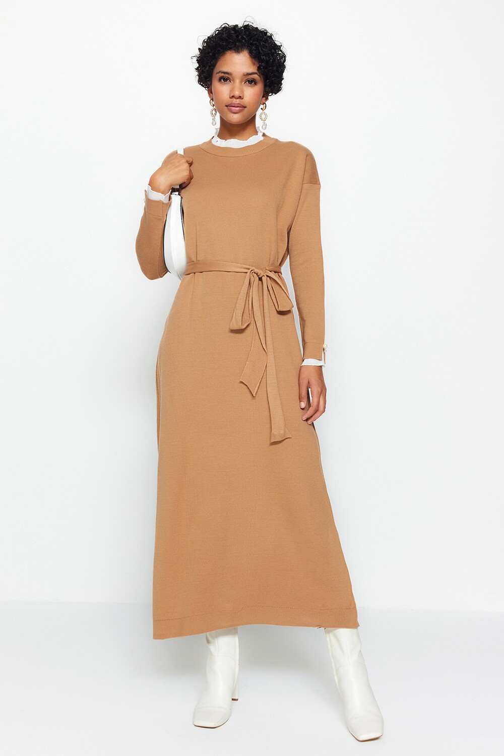 

Платье - Коричневое - Свободное Trendyol Modest, коричневый