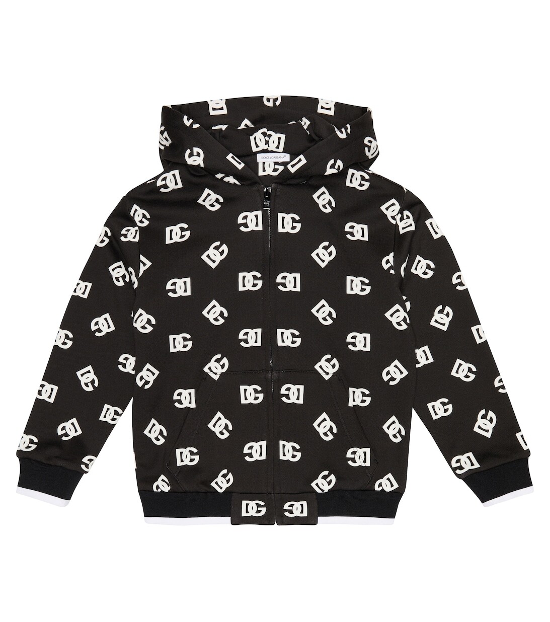 

Толстовка с капюшоном из хлопка на молнии Dolce&Gabbana, белый