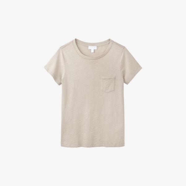 

Футболка с круглым вырезом из органического хлопка The White Company, цвет fawn