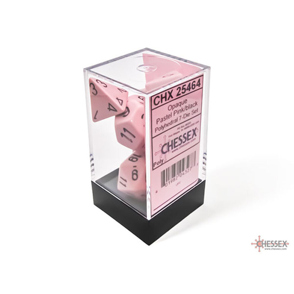 

Аксессуары Chessex Chessex Dice Set: Opaque - Pastel Pink/Black (7)