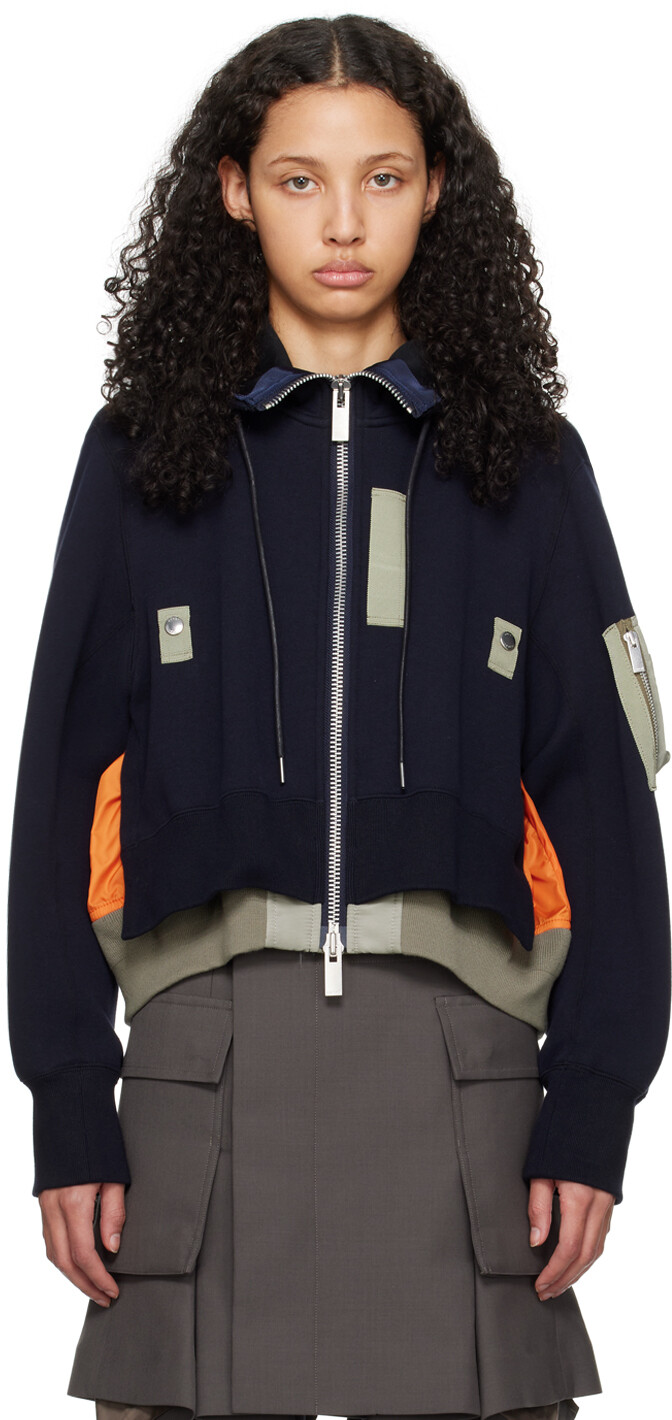 

Синий худи на молнии Sacai