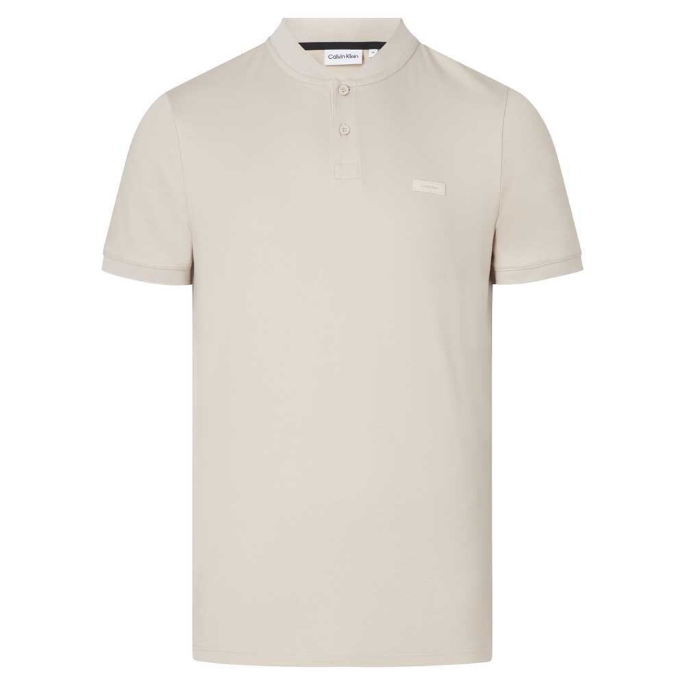 

Поло с коротким рукавом Calvin Klein Smooth Cotton Stand Collar, бежевый