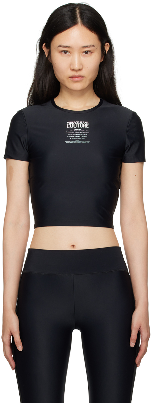 Черная футболка с принтом , цвет Black Versace Jeans Couture