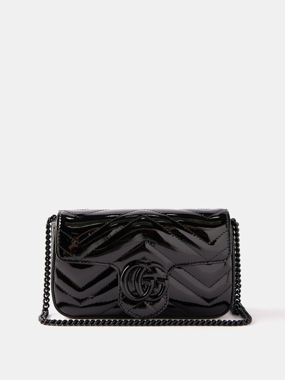 

Супермини-сумка через плечо из кожи gg marmont Gucci, черный