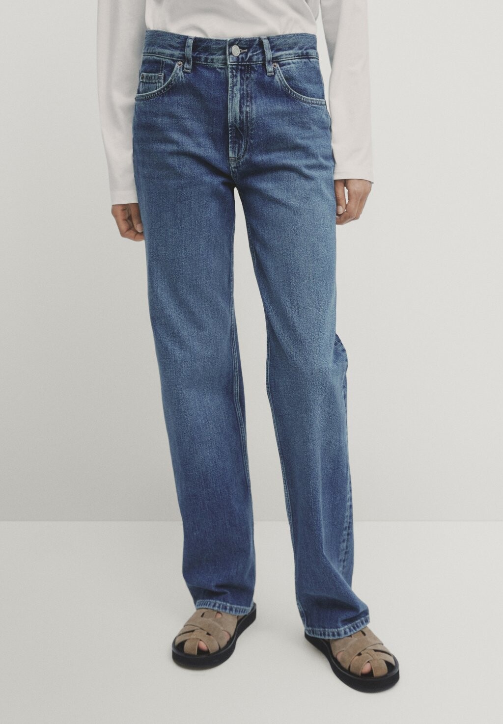 

Джинсы Straight Leg MID RISE FULL LENGTH Massimo Dutti, цвет light blue denim