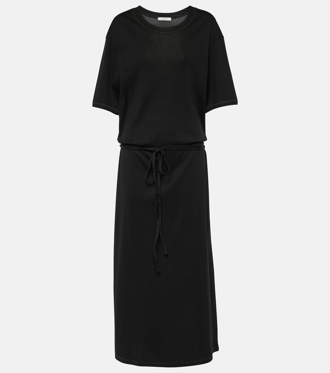 Платье-рубашка из хлопка ребристой вязки Lemaire, черный