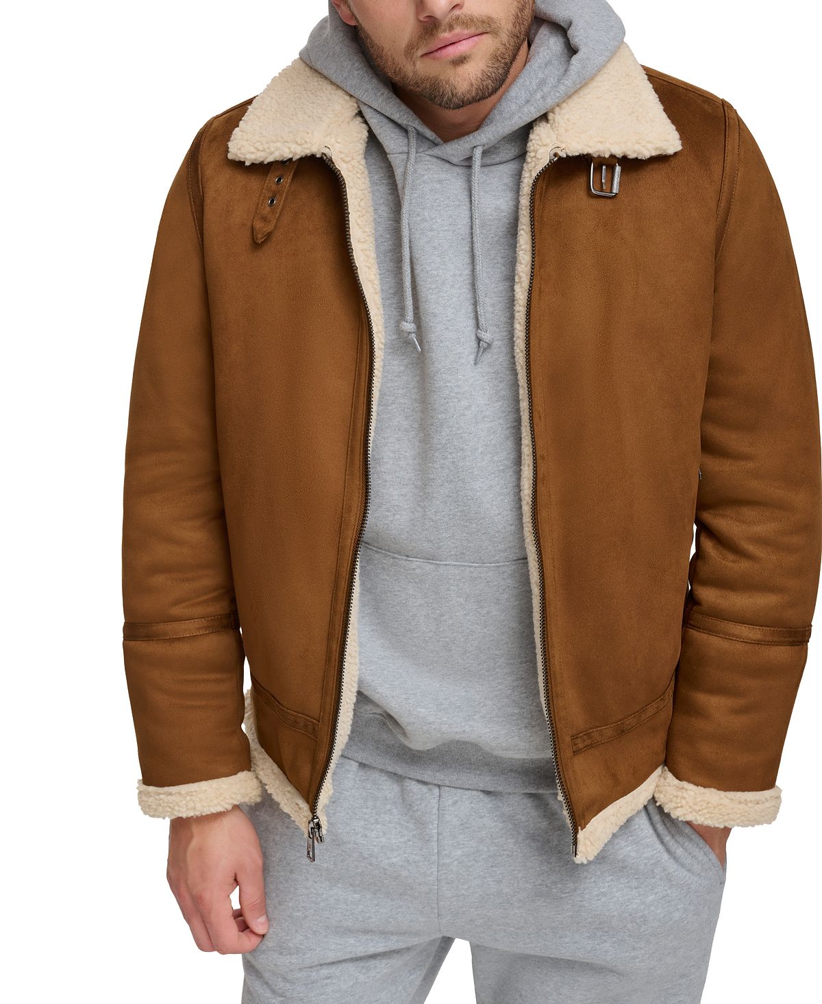 Мужская классическая куртка-бомбер из искусственной овчины B-3 Calvin Klein