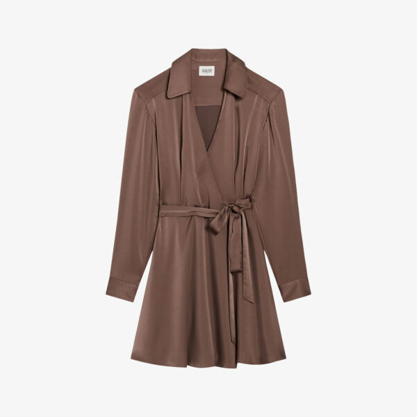 

Атласное платье мини rixie с воротником Claudie Pierlot, цвет bruns