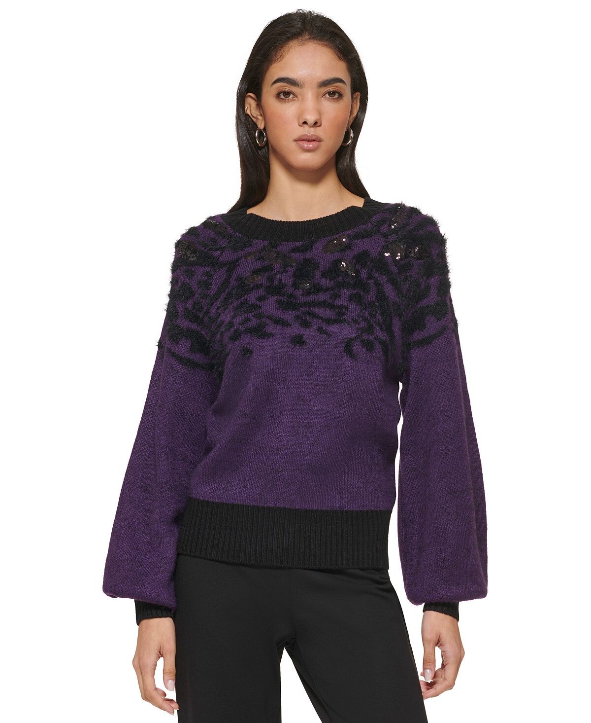 

Женский флокированный свитер из синели с пайетками DKNY