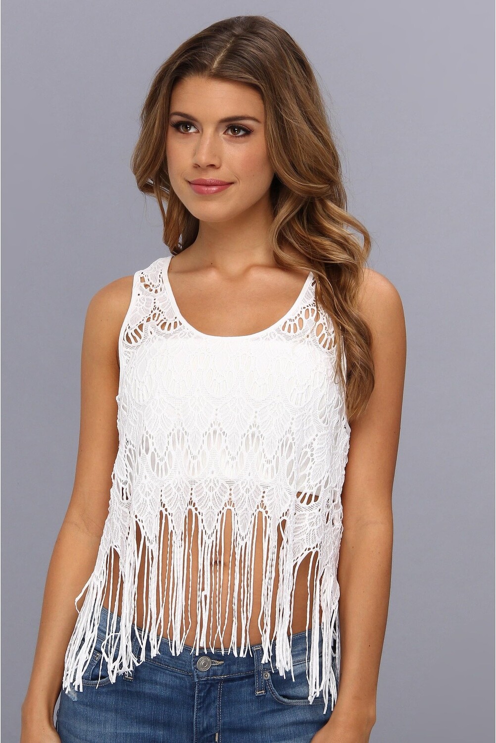 

Майка Free People Fringe Lace Cami, белый