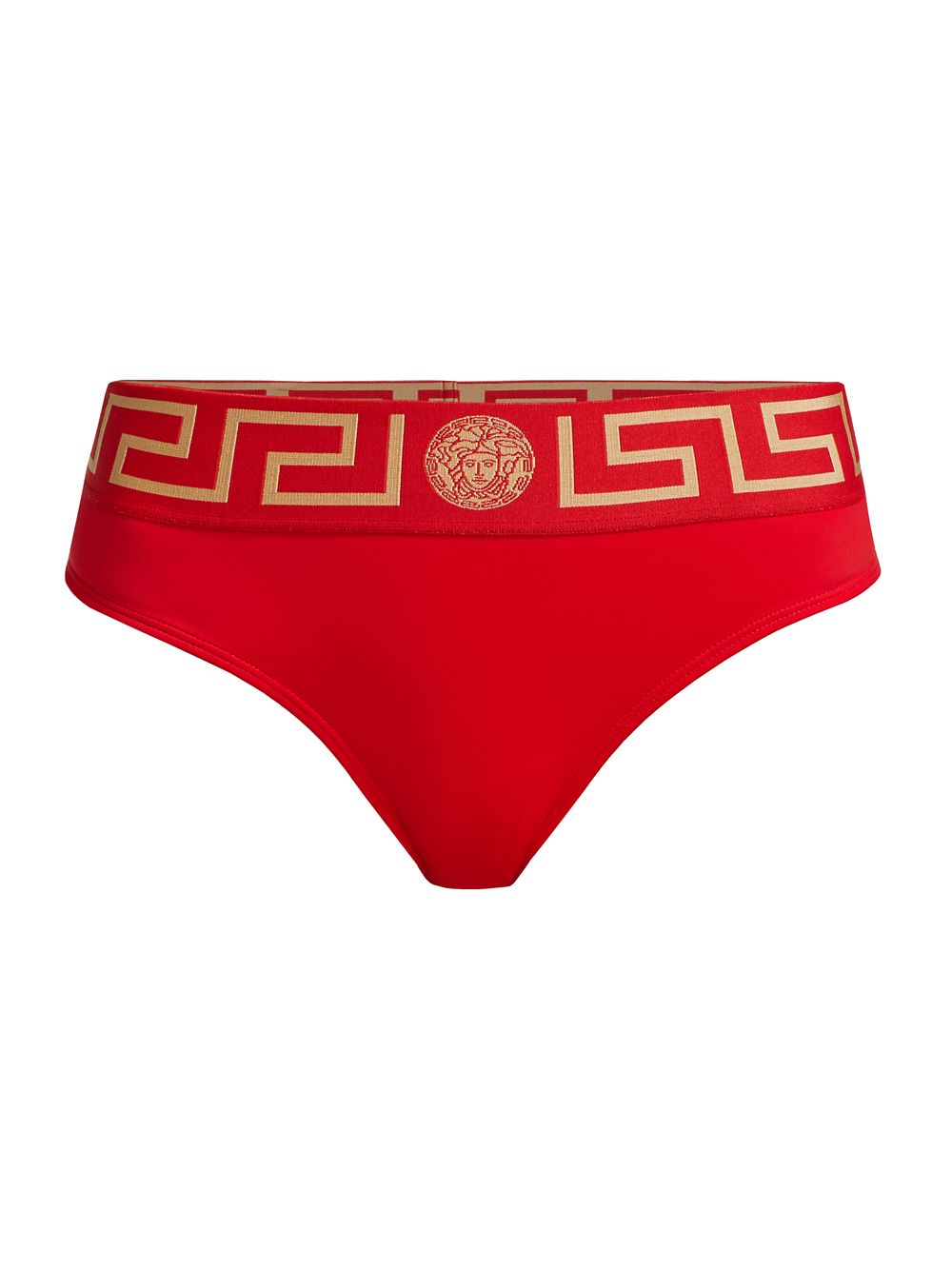 Плавки бикини с каймой Greca Versace, красный белые плавки с каймой greca versace underwear
