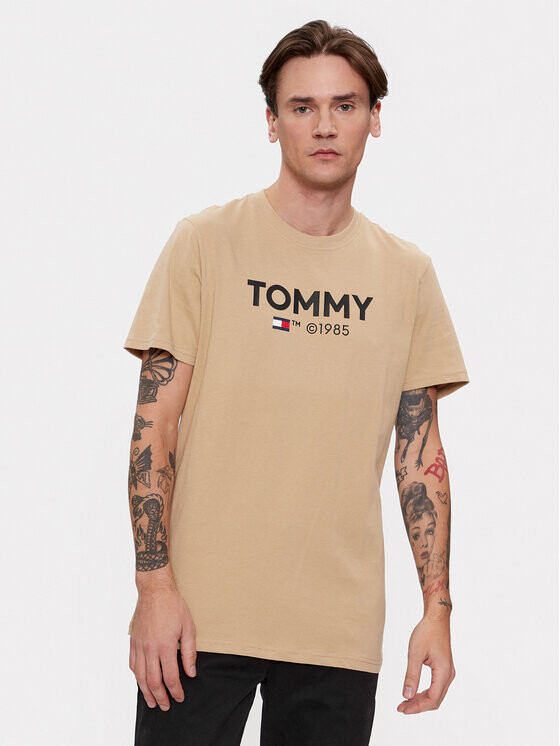 

Футболка узкого кроя Tommy Jeans, бежевый