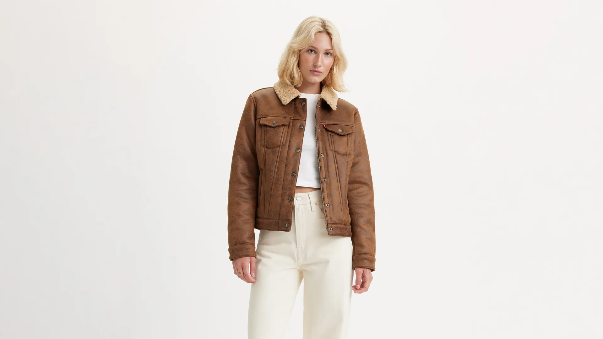 

Куртка дальнобойщика из искусственной овчины Levi's, коричневый