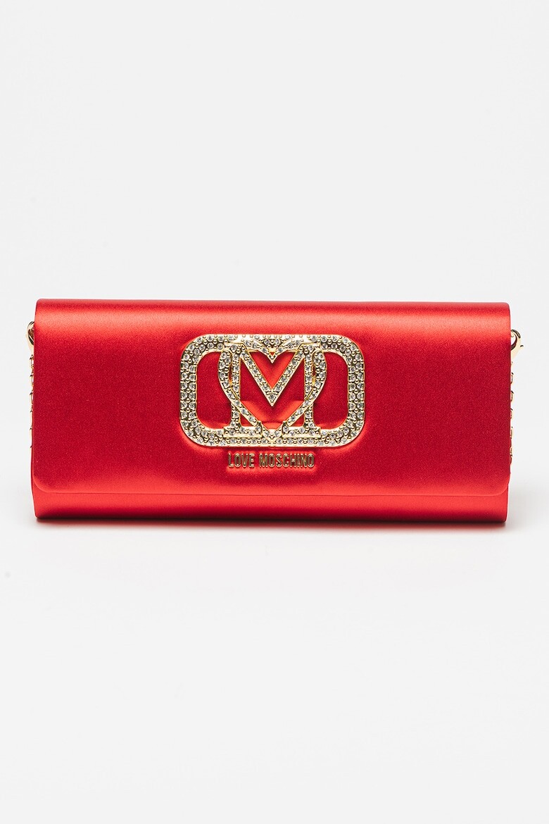 

Клатч из экокожи с декоративными камнями Love Moschino, красный