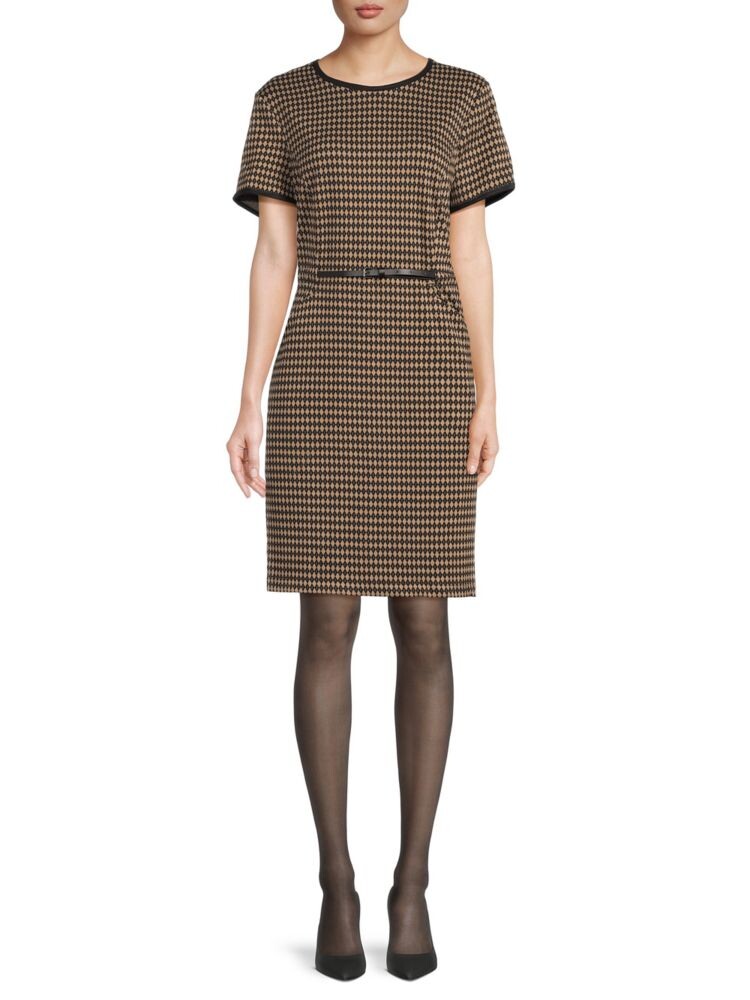 

Свободное платье в клетку с поясом Max Studio, цвет Beige Black
