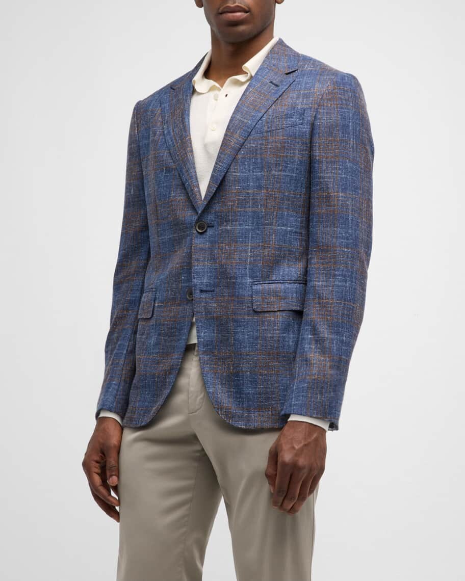 

Мужское спортивное пальто из смесовой шерсти в клетку ZEGNA, Серый