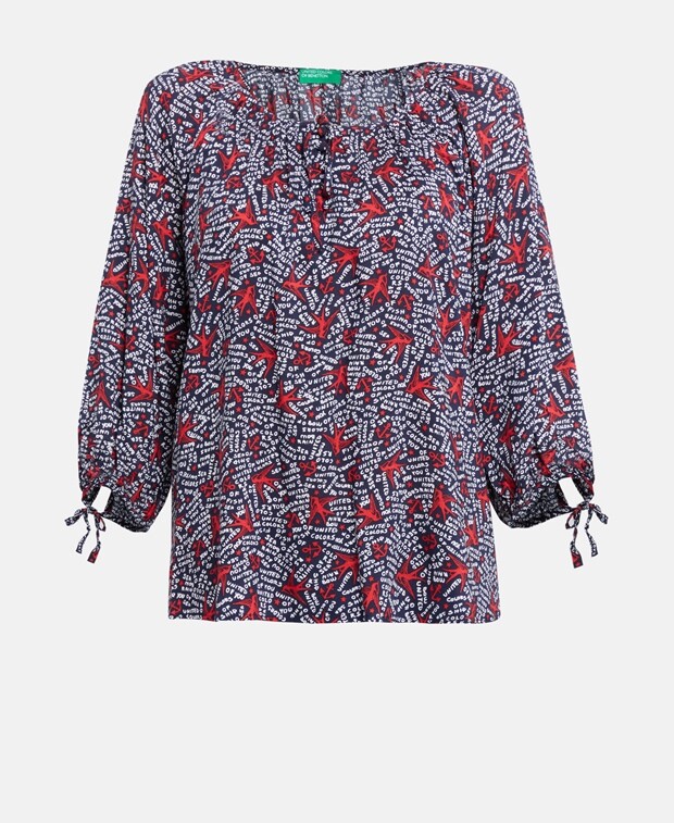 

Рубашка блузка United Colors of Benetton, светло-синий