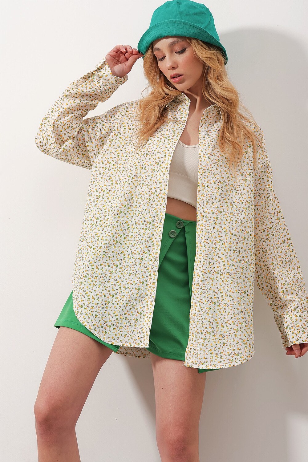 

Рубашка - Желтая - Oversize Trend Alaçatı Stili, желтый