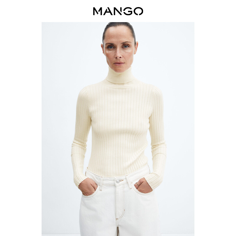 

Женский свитер Mango с высокими лацканами и длинными рукавами, черный