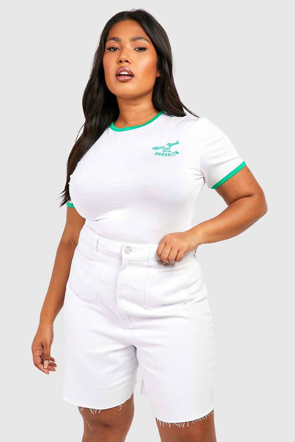 

Футболка с логотипом plus new york Boohoo, зеленый
