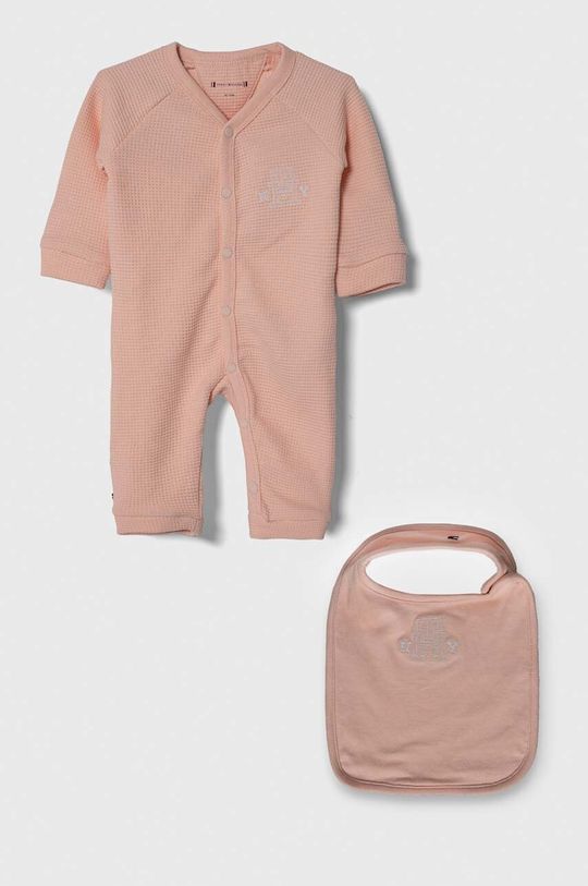 цена Хлопковый детский комбинезон Tommy Hilfiger, розовый