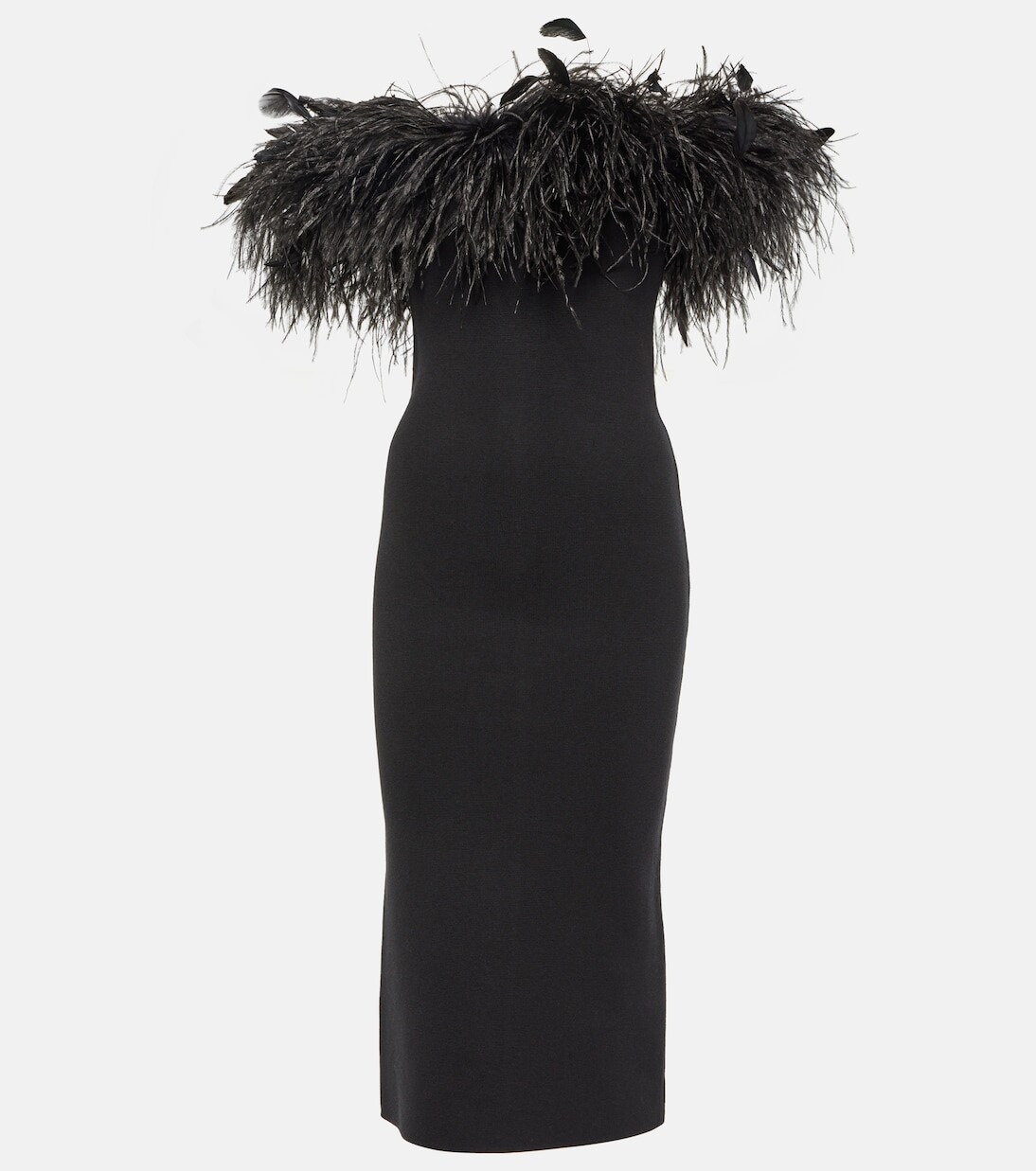 

Платье миди eolo с отделкой перьями Max Mara, черный