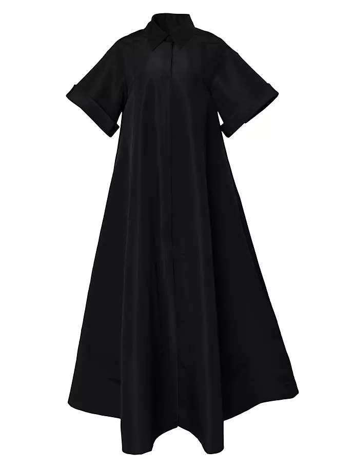 

Драпированное шелковое платье-рубашка Carolina Herrera, черный