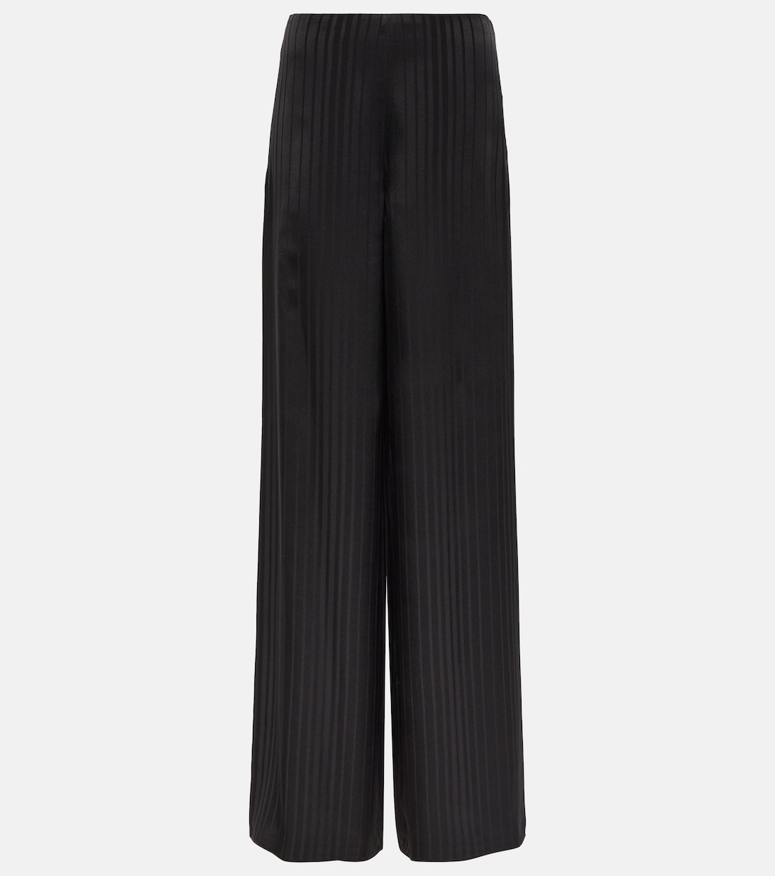 Полосатые шелковые широкие брюки Loro Piana, черный