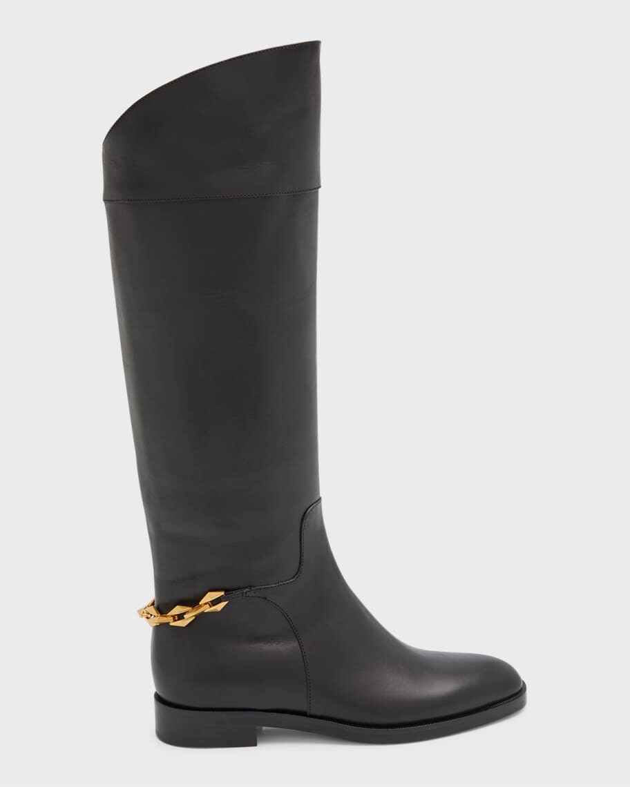 

Кожаные высокие сапоги для верховой езды с цепочками Nell Jimmy Choo