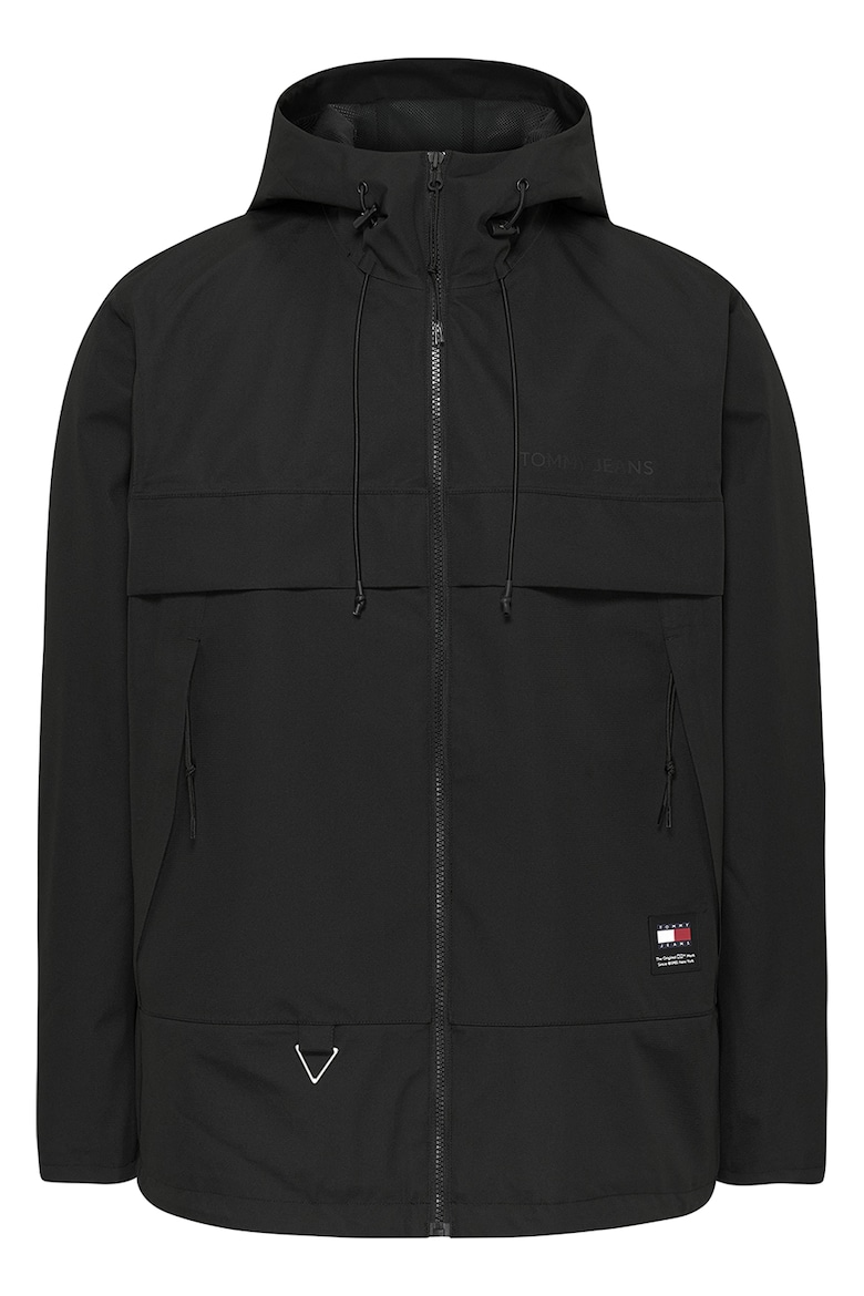 куртка бомбер мужская тактическая ветрозащитная водонепроницаемая с капюшоном Водонепроницаемая ветрозащитная куртка с капюшоном Tommy Jeans, черный