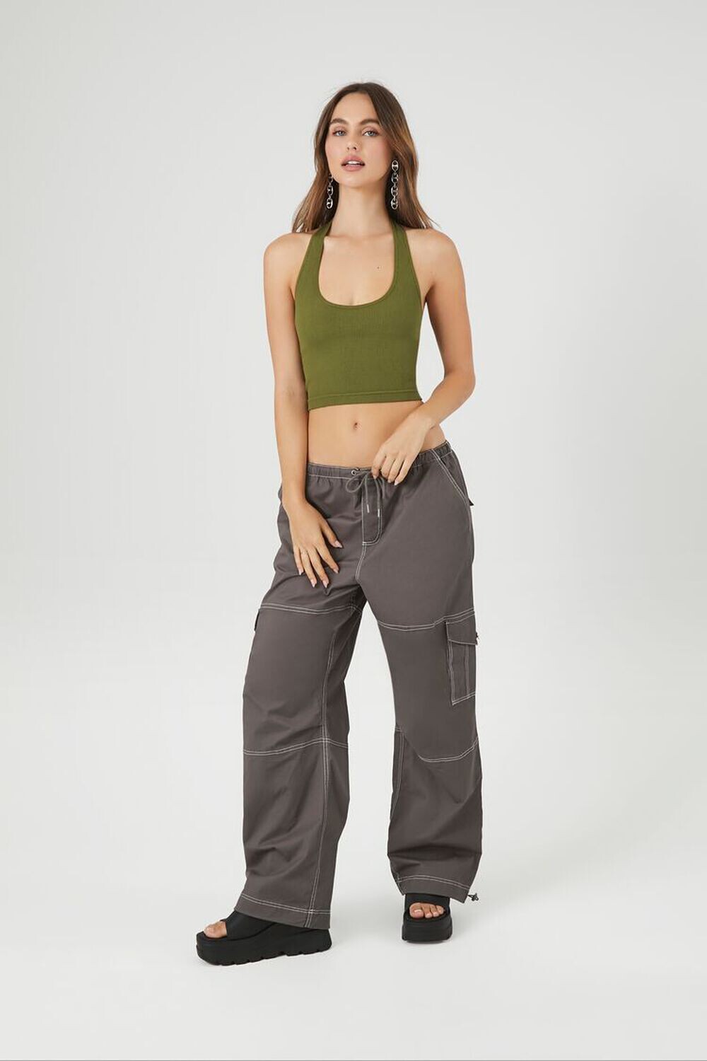 

Брюки-карго из поплина Forever 21, серый