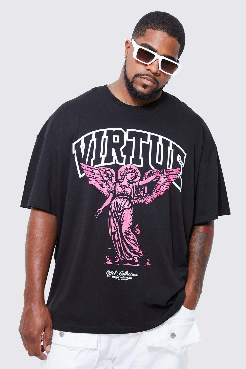 

Огромная футболка с графикой virtue плюс Boohoo, черный