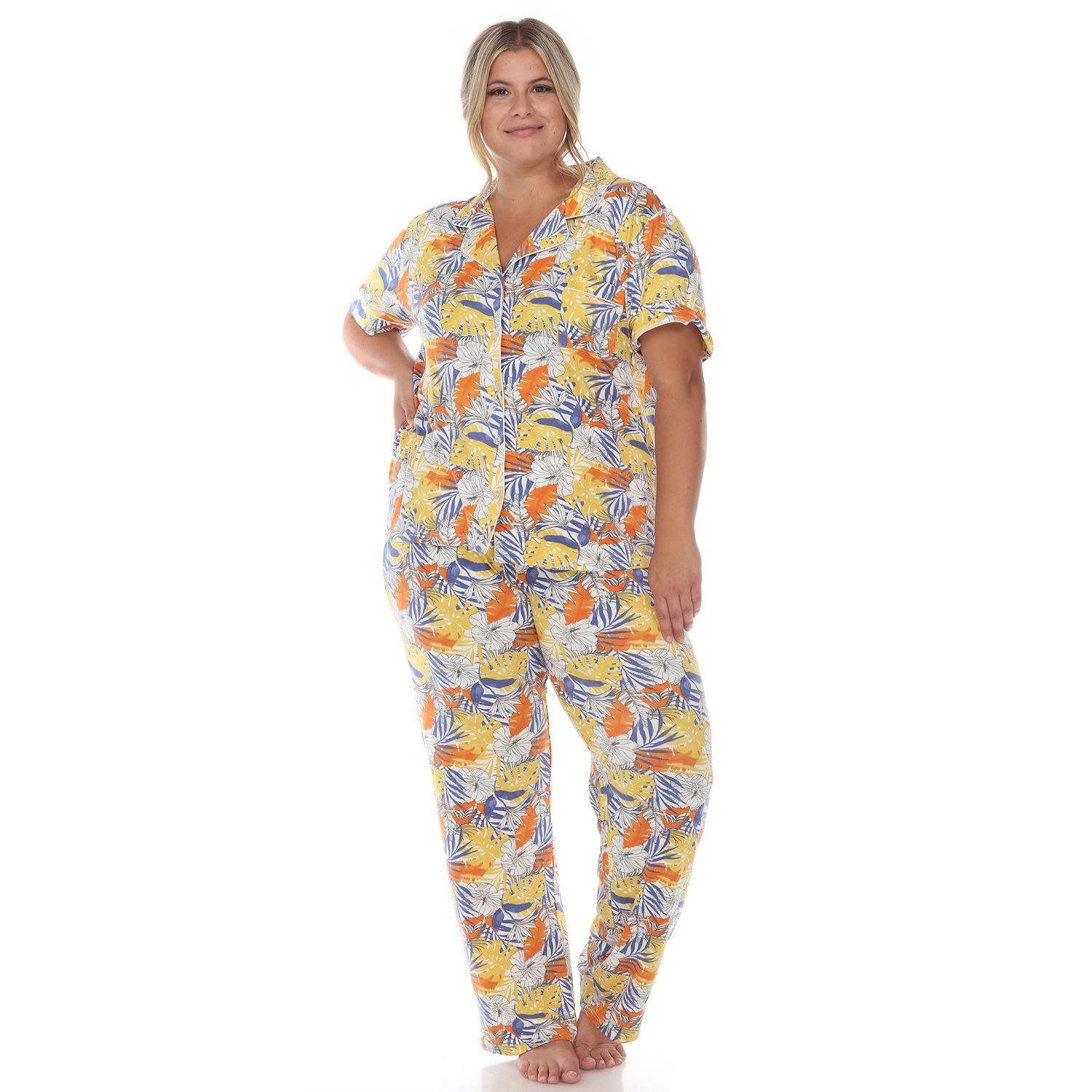 Пижамный комплект больших размеров с тропическим принтом WM Fashion рок wm dope lemon honey bones coloured