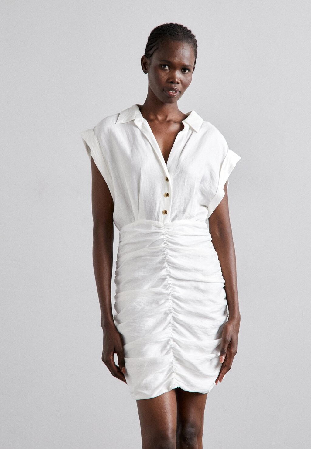 

Платье-рубашка Robe Courte Drape Yekpa sandro, цвет blanc