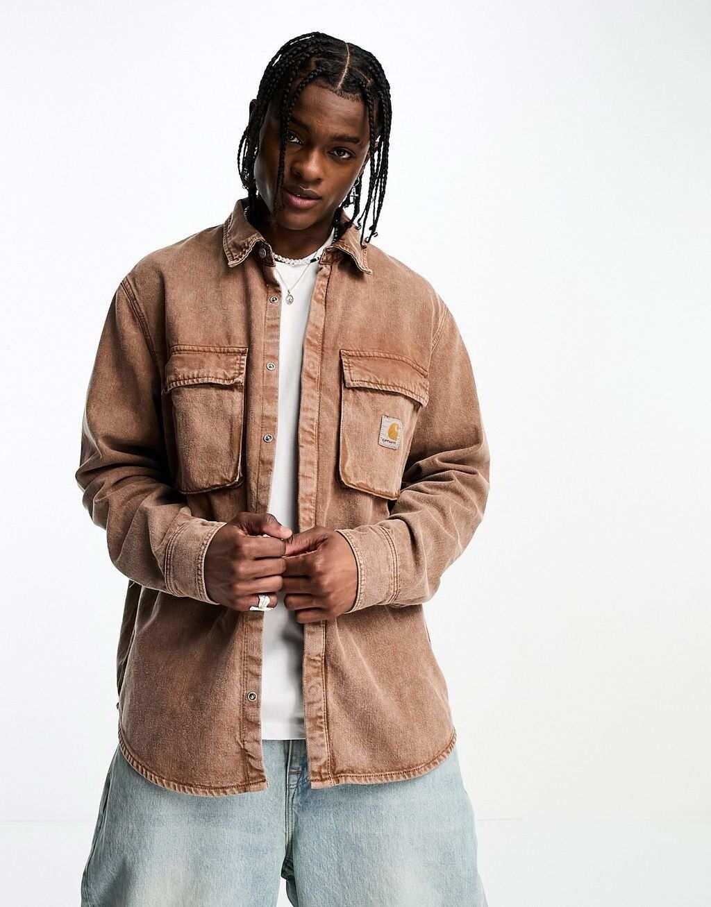 

Коричневая рубашка с карманами Carhartt WIP monterey