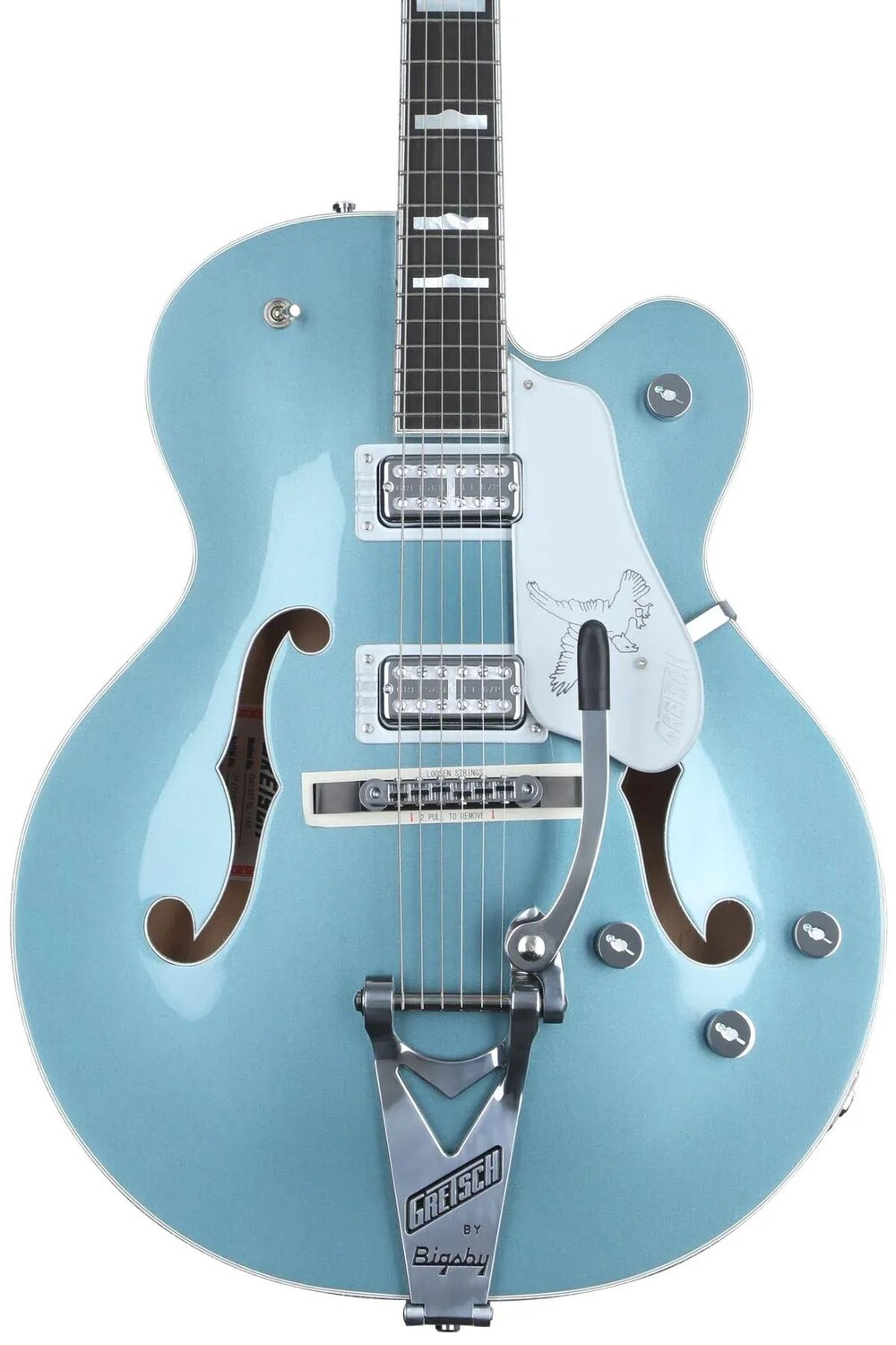 

Электрогитара Gretsch G6136T-140 PRO 140th Double Platinum Edition Falcon Hollowbody — двухцветная каменная платина/чистая платина с хвостовиком Bigsby
