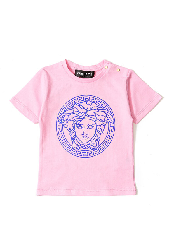 

Розовая детская футболка унисекс с принтом medusa Versace