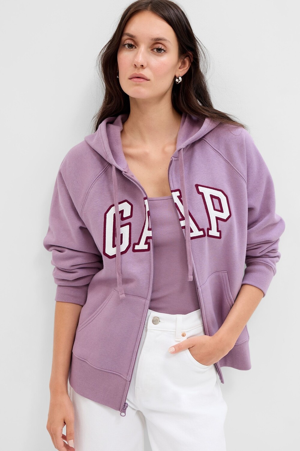 

Толстовка с длинными рукавами логотипом и молнией Gap, фиолетовый